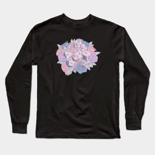 Pink, Purple, and Blue Flower Dice Long Sleeve T-Shirt